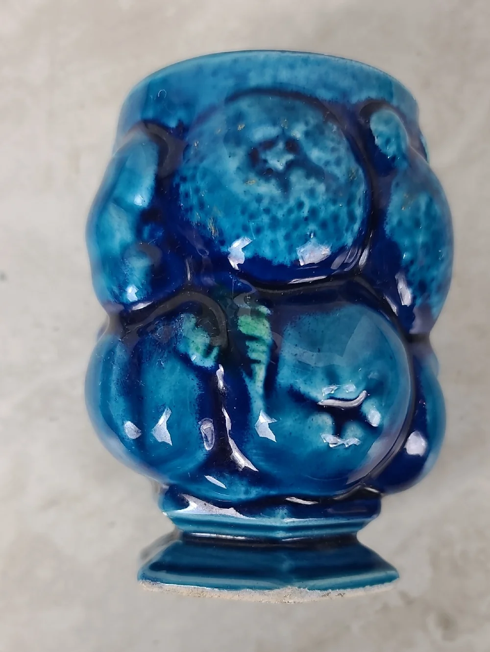 Vtg Inarco Mood Indigo Blue Glazed Fruit Mug Inarco Japan Blue Ceramic Cup Vase - Picture 8 of 14